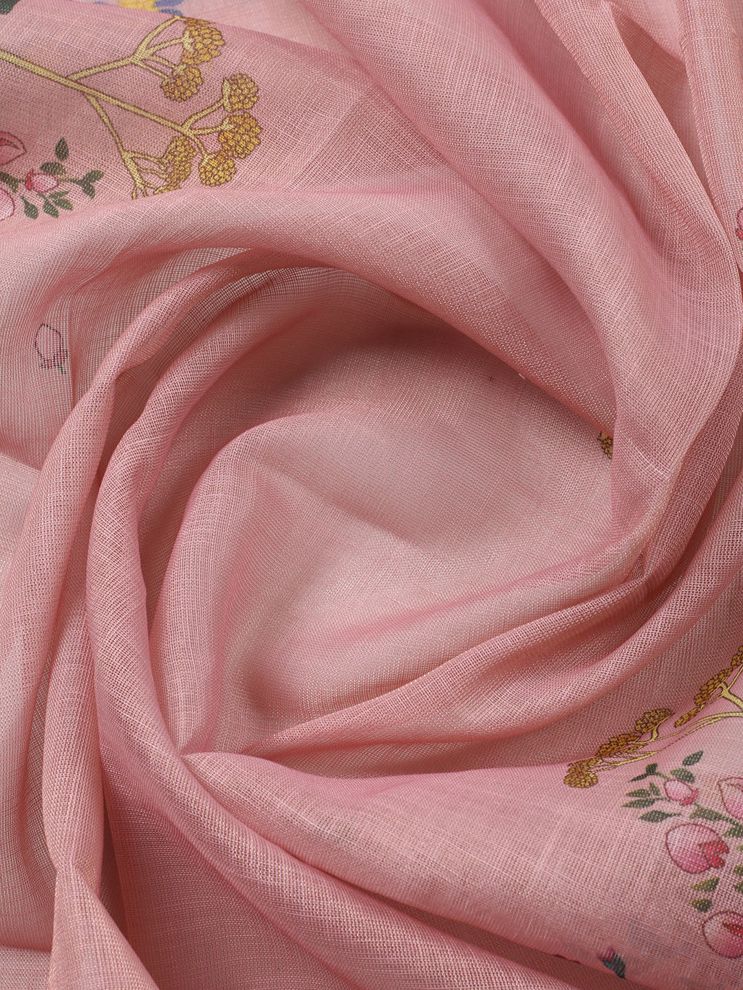 Printed Linen Blend Unstitched Suit With Pant &amp; Dupatta