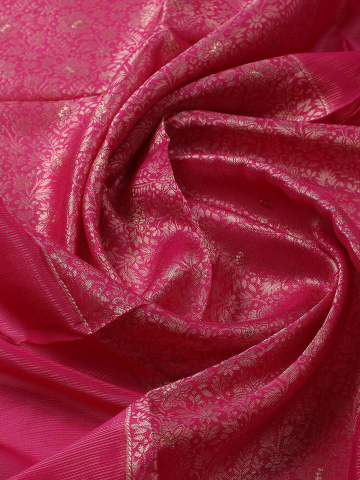 Woven Design Chanderi Unstitched Suit With Pant &amp; Dupatta