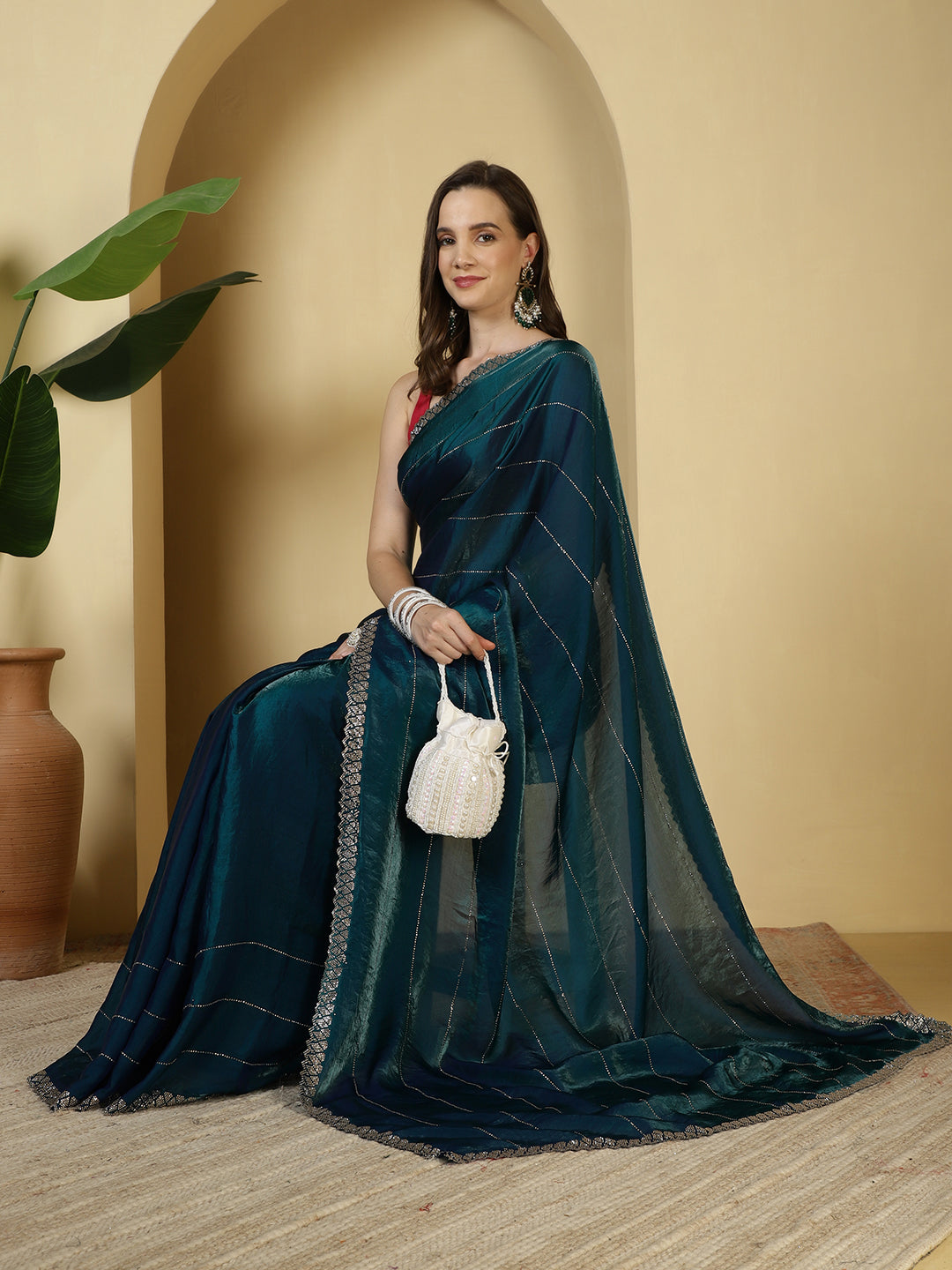 Sequence Work Satin Saree