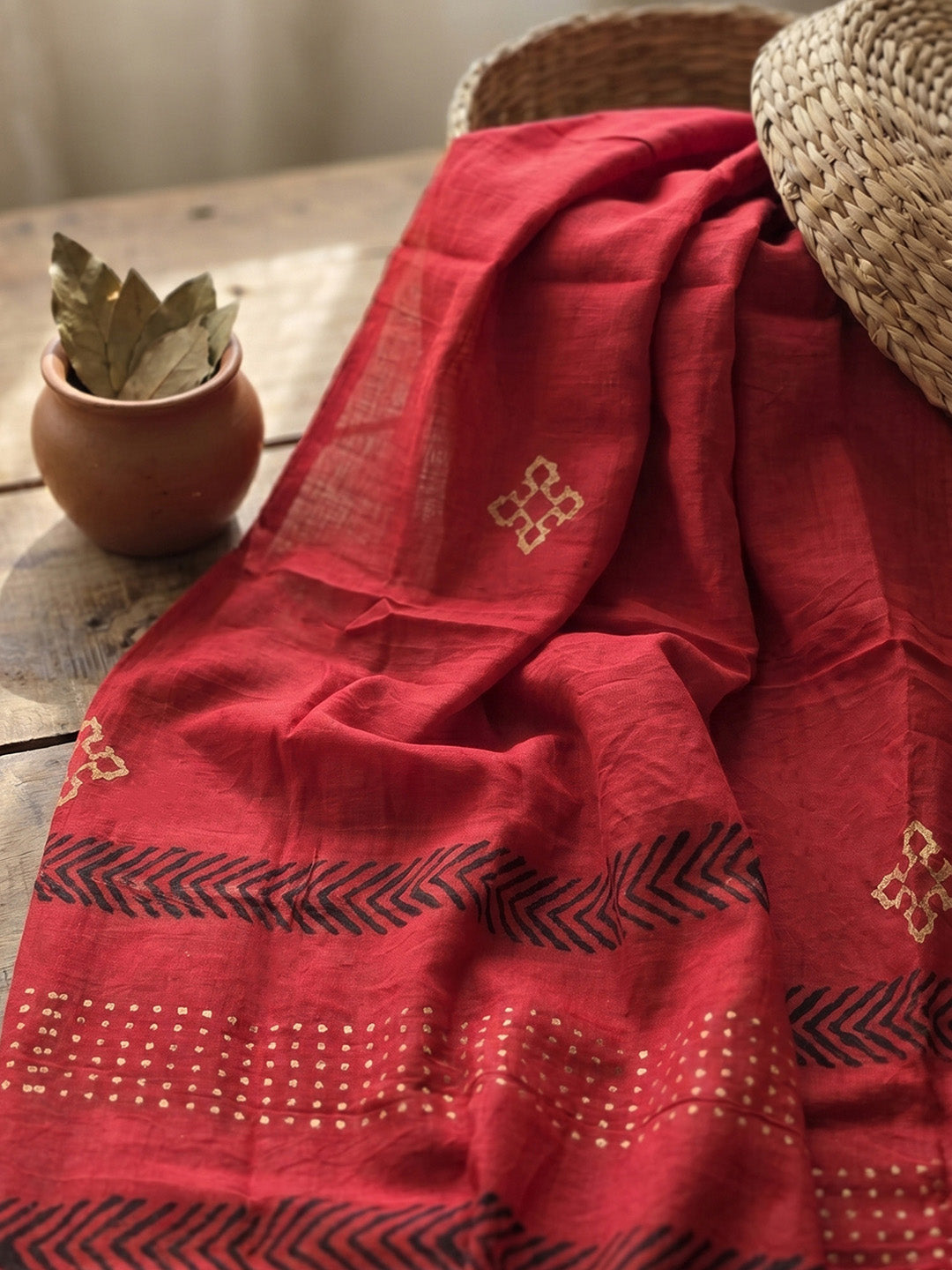 Printed Cotton Blend Unstitched Suit With Pant &amp; Dupatta