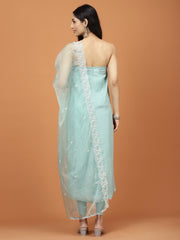 Embroidered Organza Unstitched Suit Piece With Dupatta