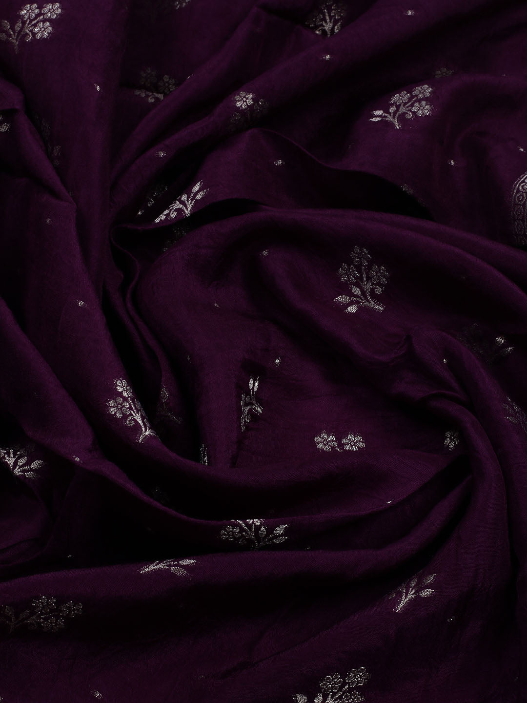 Embroidered Art Silk Unstitched Suit With Dupatta