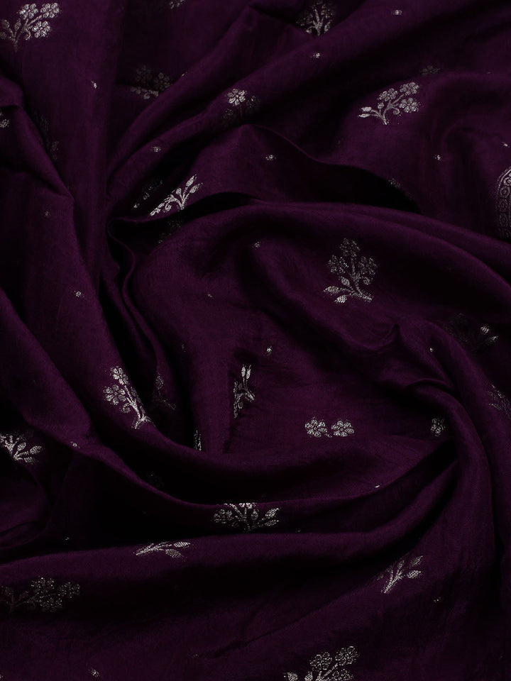 Embroidered Art Silk Unstitched Suit With Dupatta