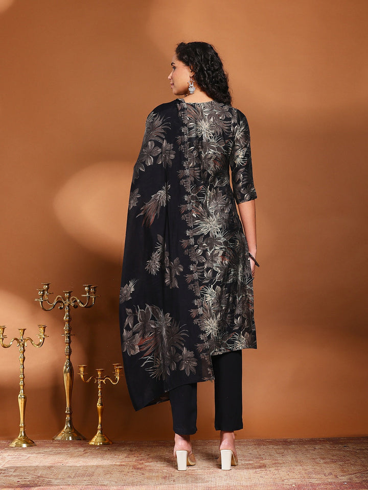 Printed Cotton Blend Kurta With Pant &amp; Dupatta
