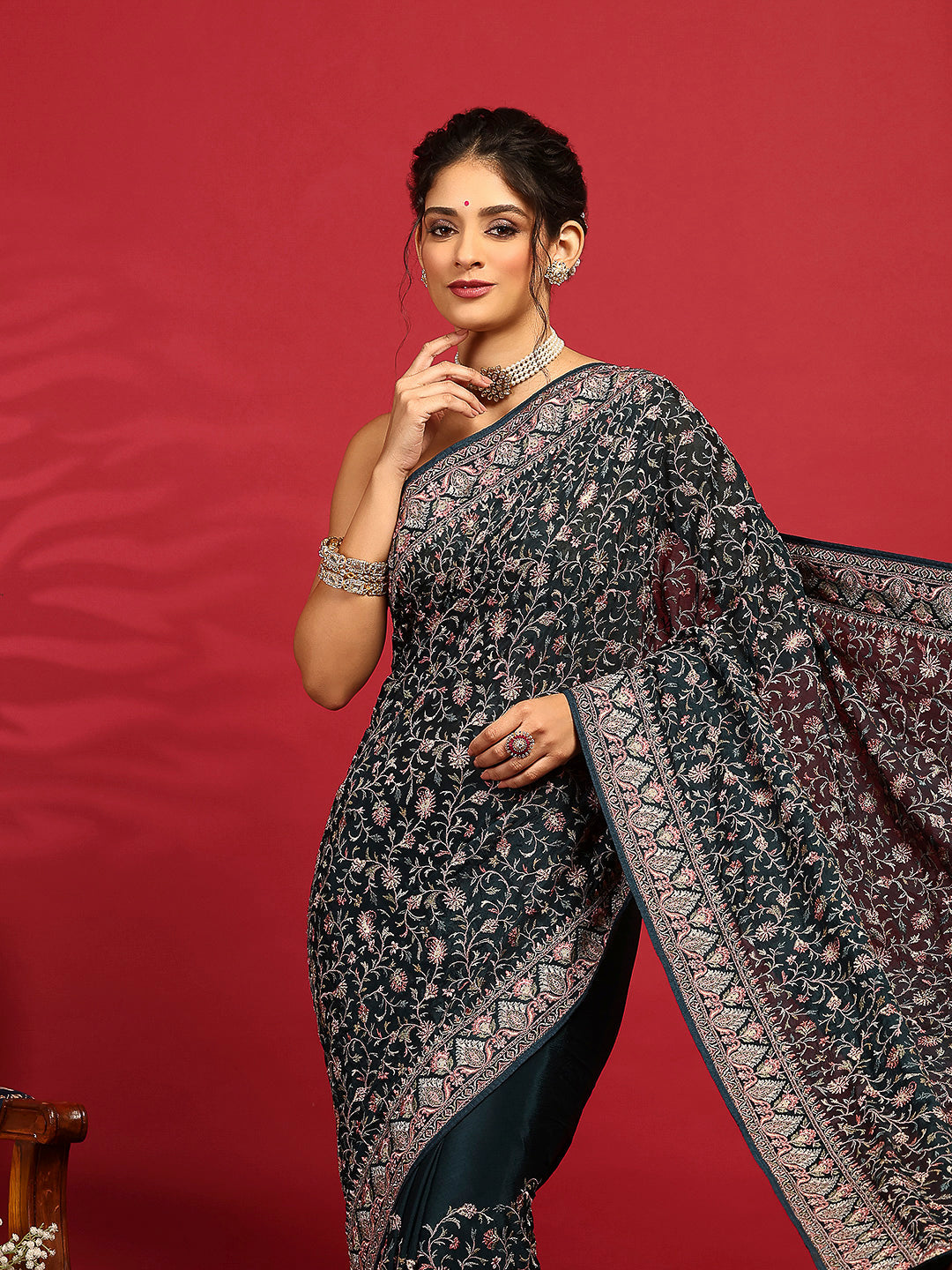 Embroidered Georgette Saree