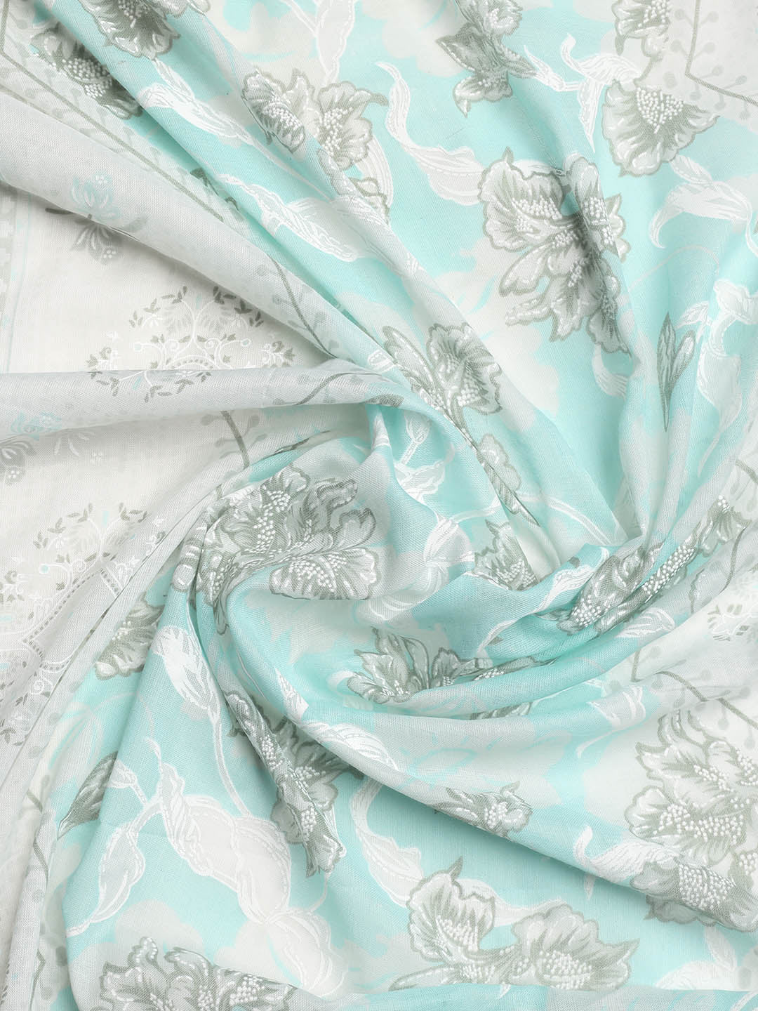 Printed Cotton Blend Unstitched Suit With Dupatta