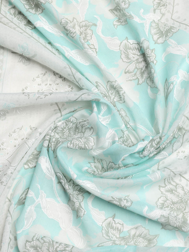 Printed Cotton Blend Unstitched Suit With Dupatta