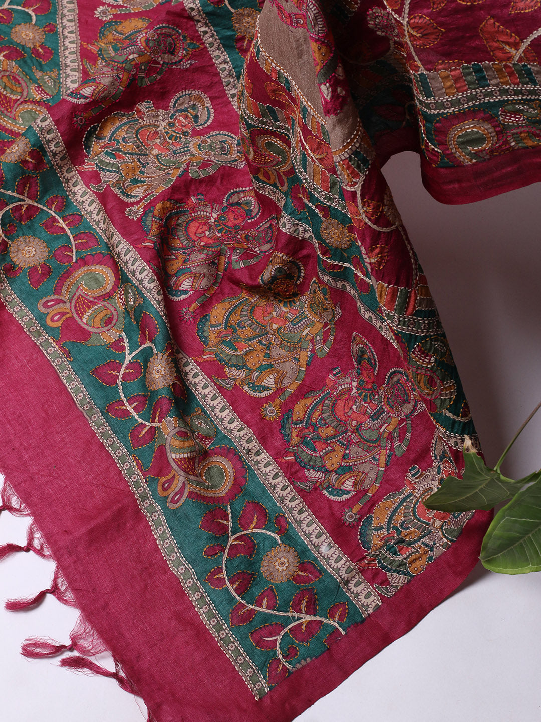 Printed Tussar Unstitched Kurta With Pant &amp; Dupatta