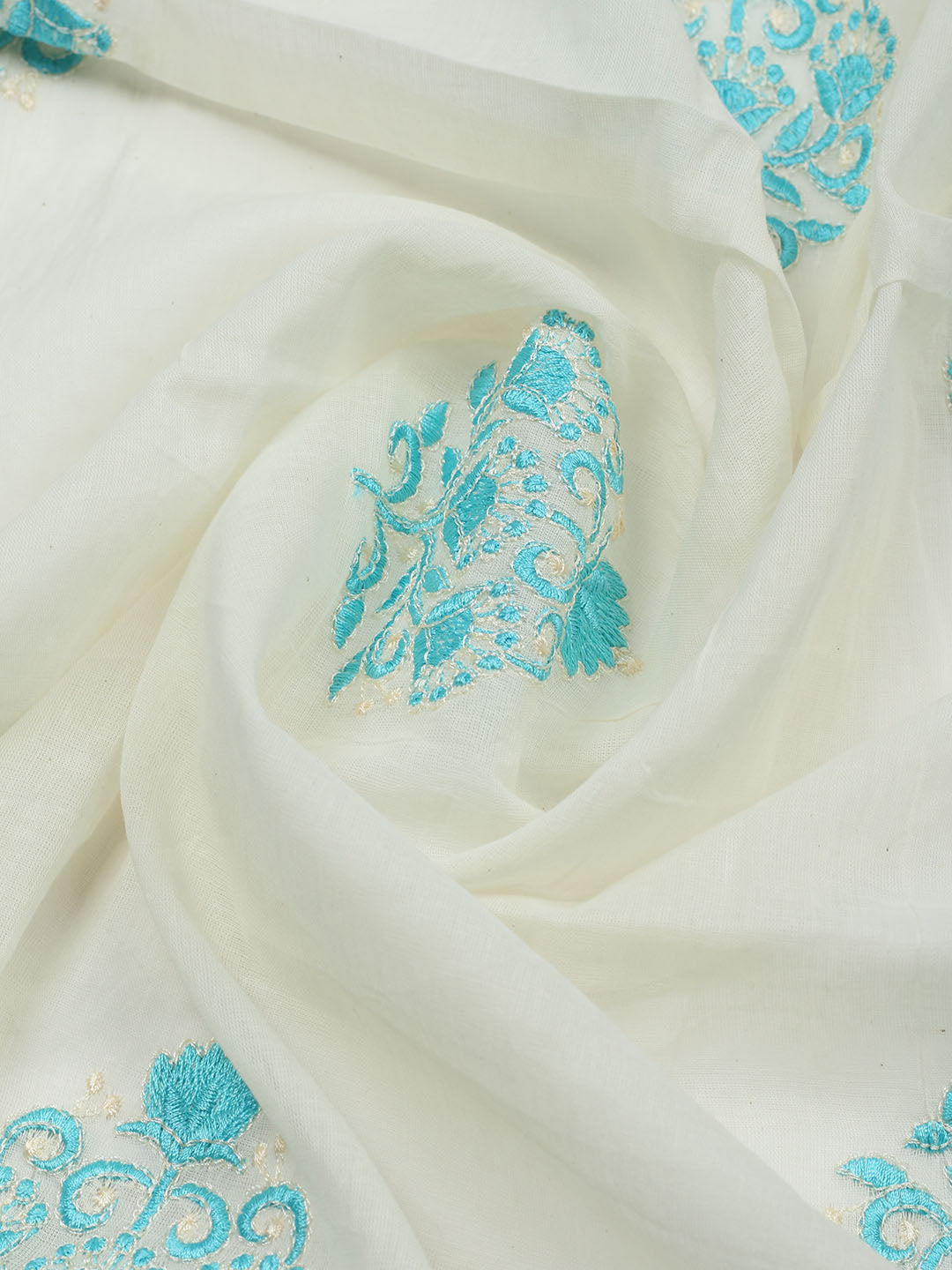 Printed Cotton Blend Unstitched Suit With Pant &amp; Dupatta