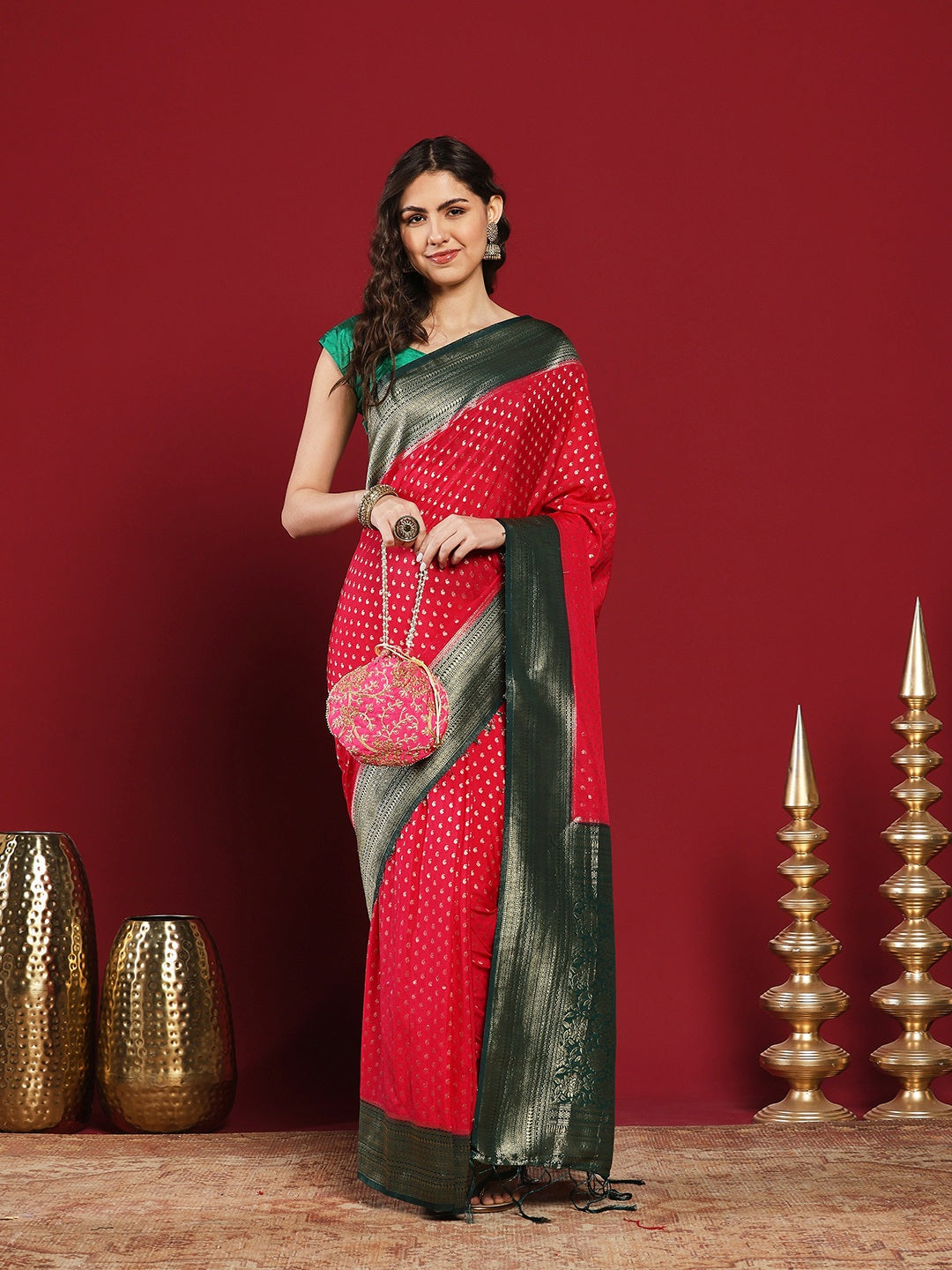 Plain Crepe Saree