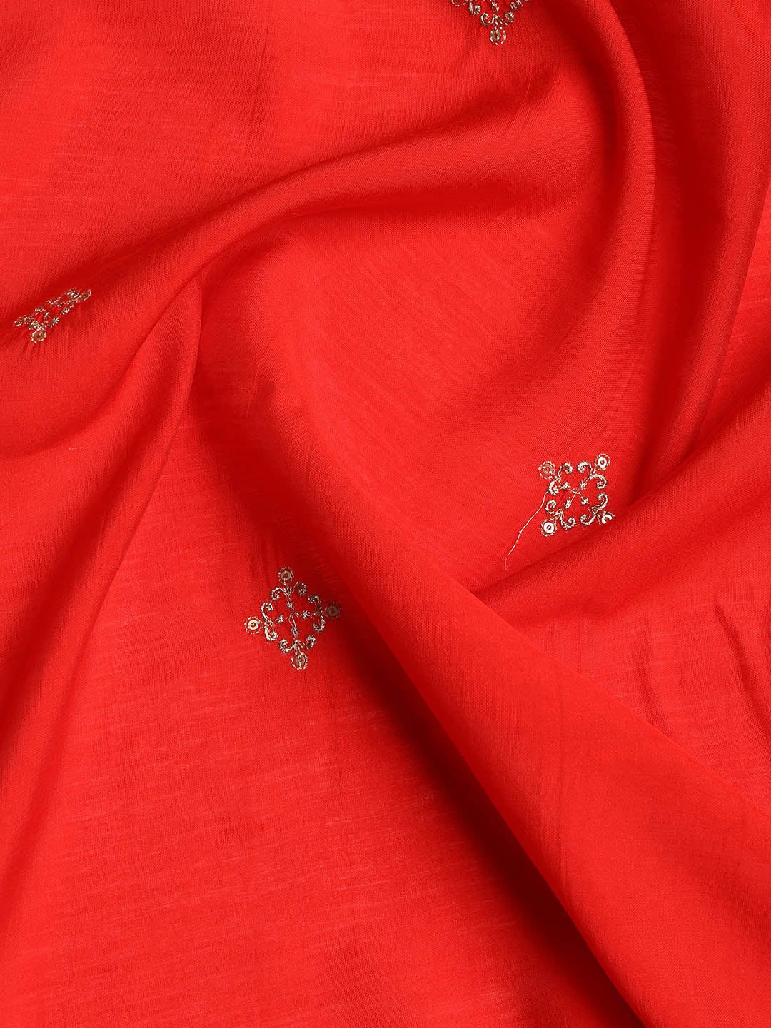 Neck Embroidered Chanderi Unstitched Suit With Dupatta