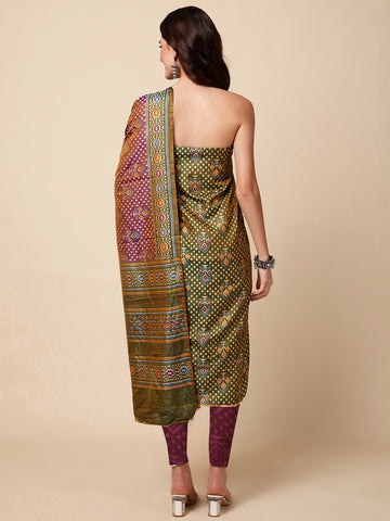 Patola Printed Cotton Unstitched Suit With Dupatta