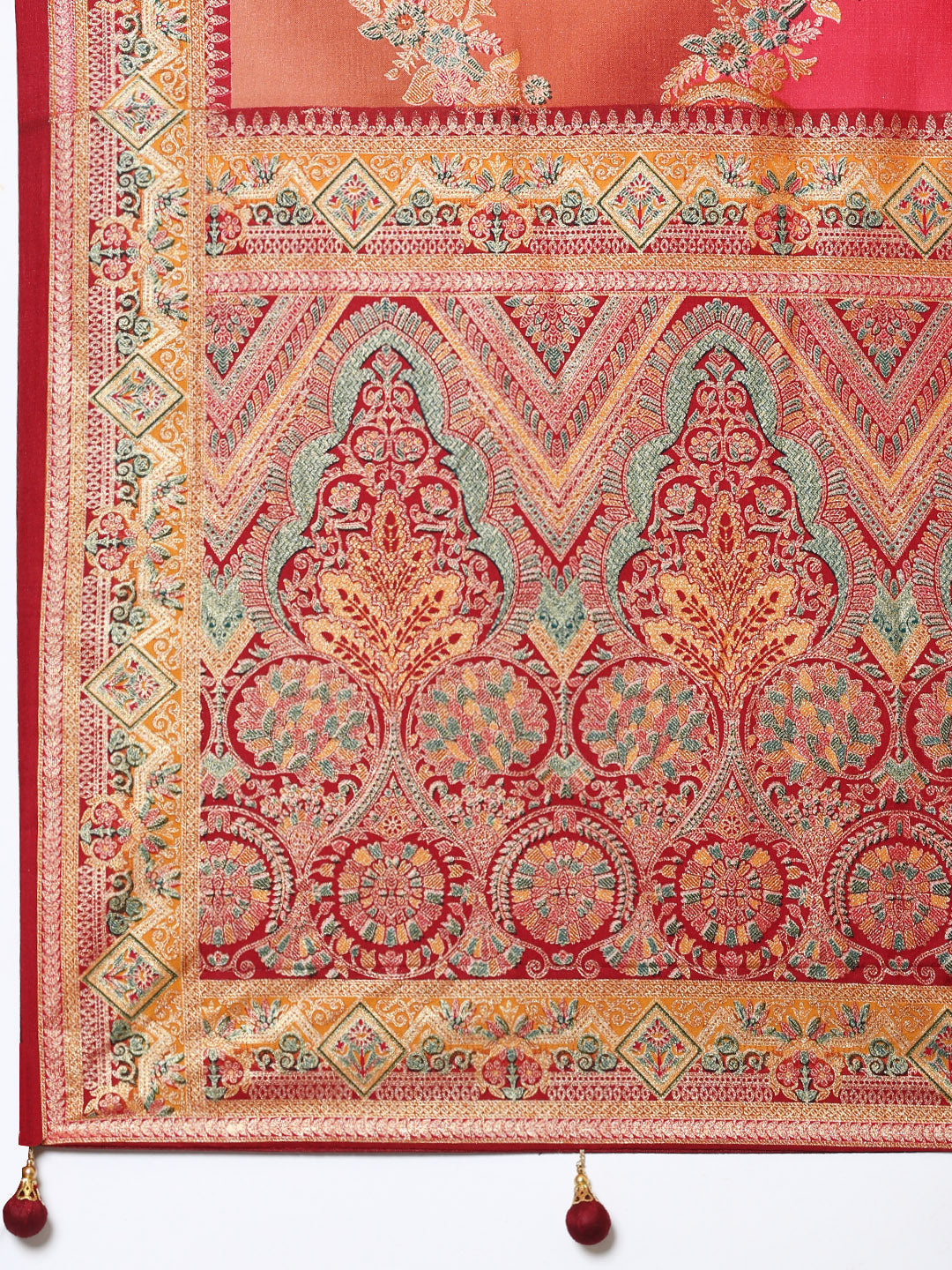 Zari Jaal Woven &amp; Printed Art Silk Saree