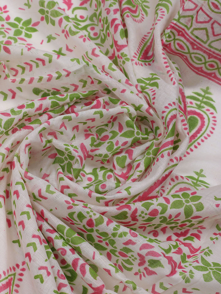 Printed Cotton Blend Unstitched Suit With Dupatta