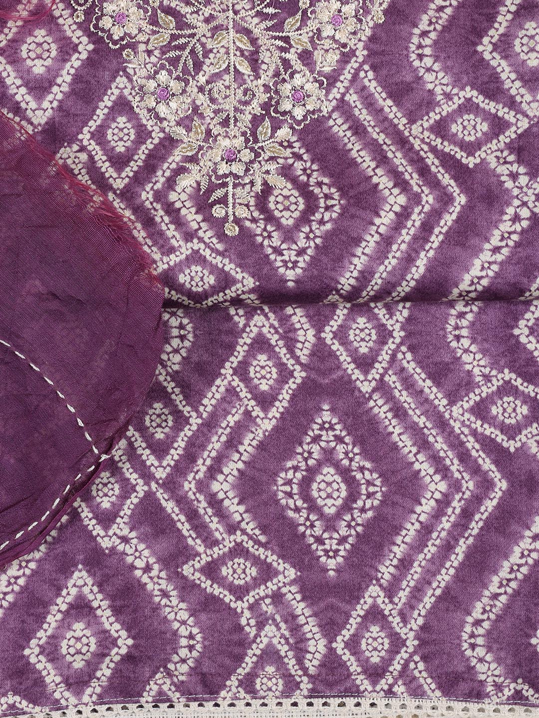 Neck Embroidery Cotton Blend Unstitched Suit Piece With Dupatta