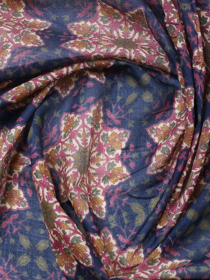 Embroidered Cotton Blend Unstitched Suit With Pant &amp; Dupatta