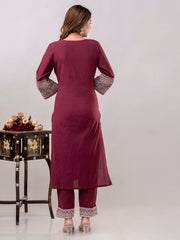 Neck Patti Cotton Kurta With Pants