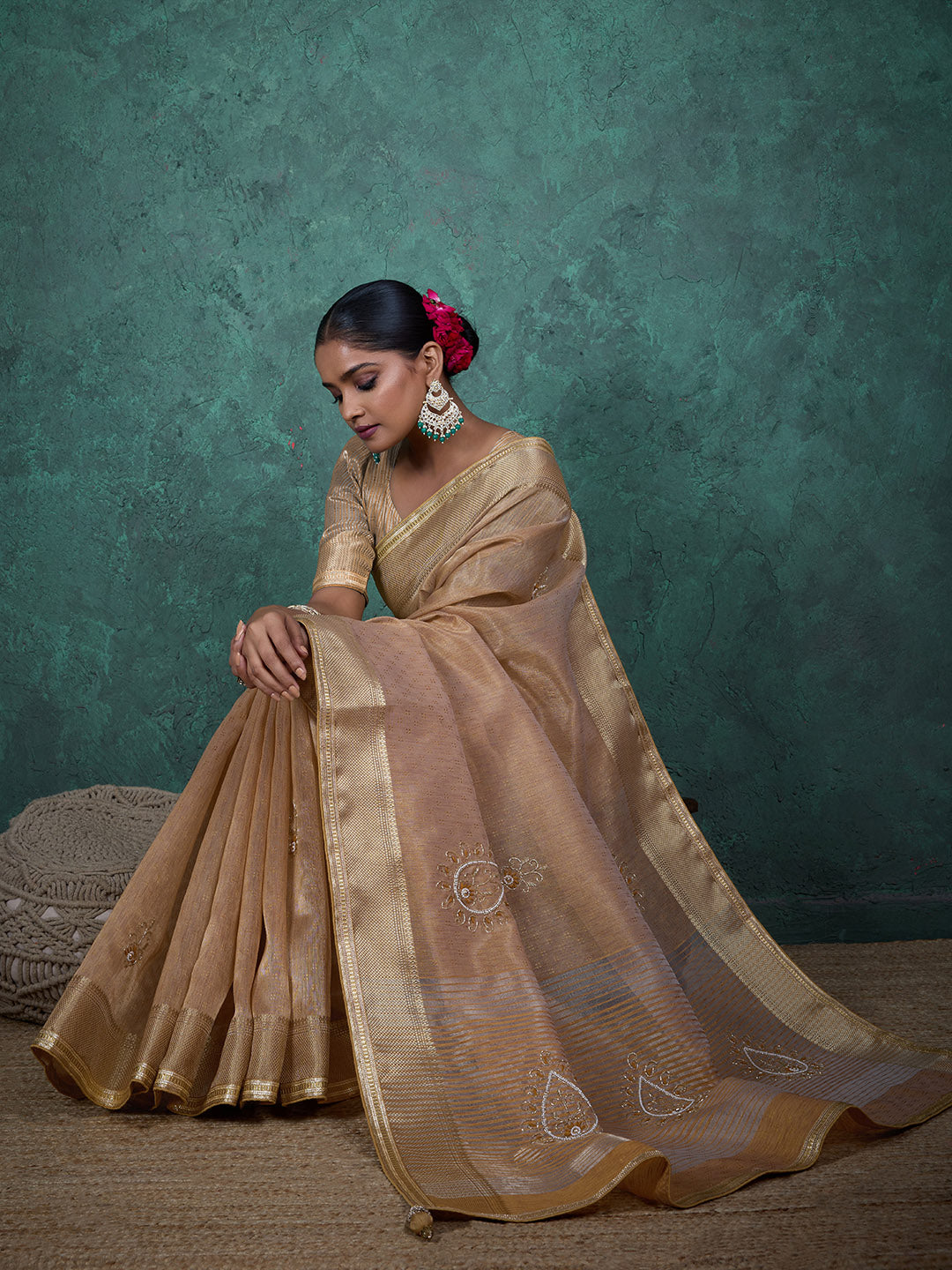Woven Border Linen Saree