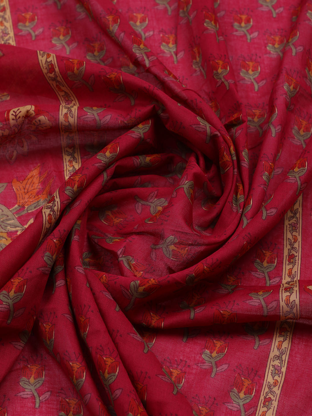 Embroidered Cotton Blend Unstitched Suit With Pant &amp; Dupatta