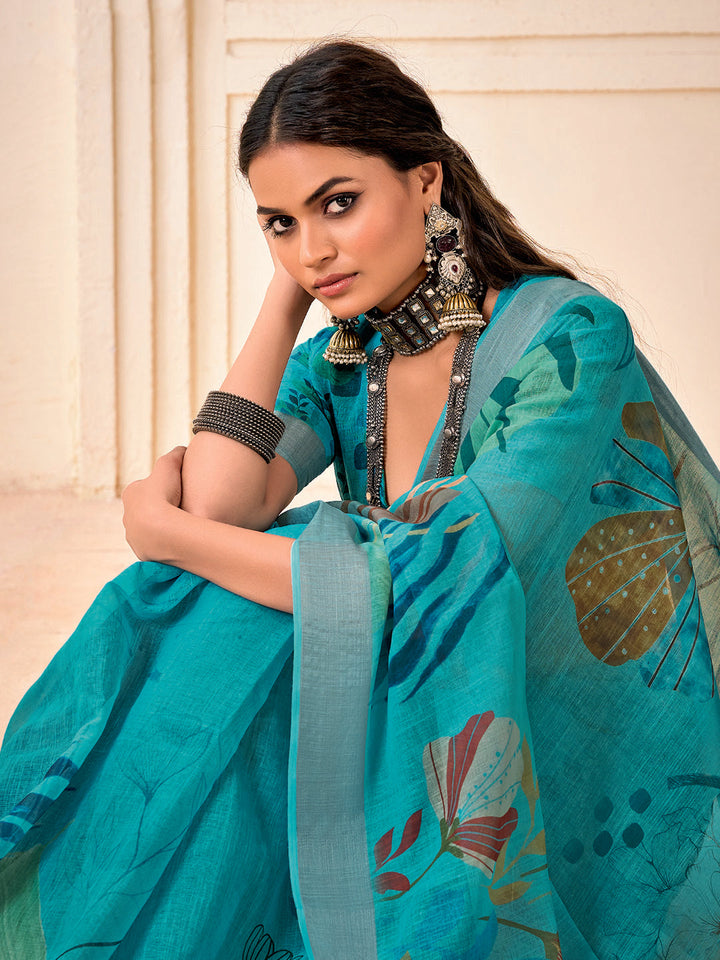 Digital Printed Cotton Saree