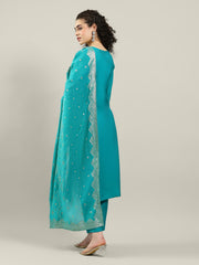 Printed Cotton Blend Kurta With Pants & Dupatta