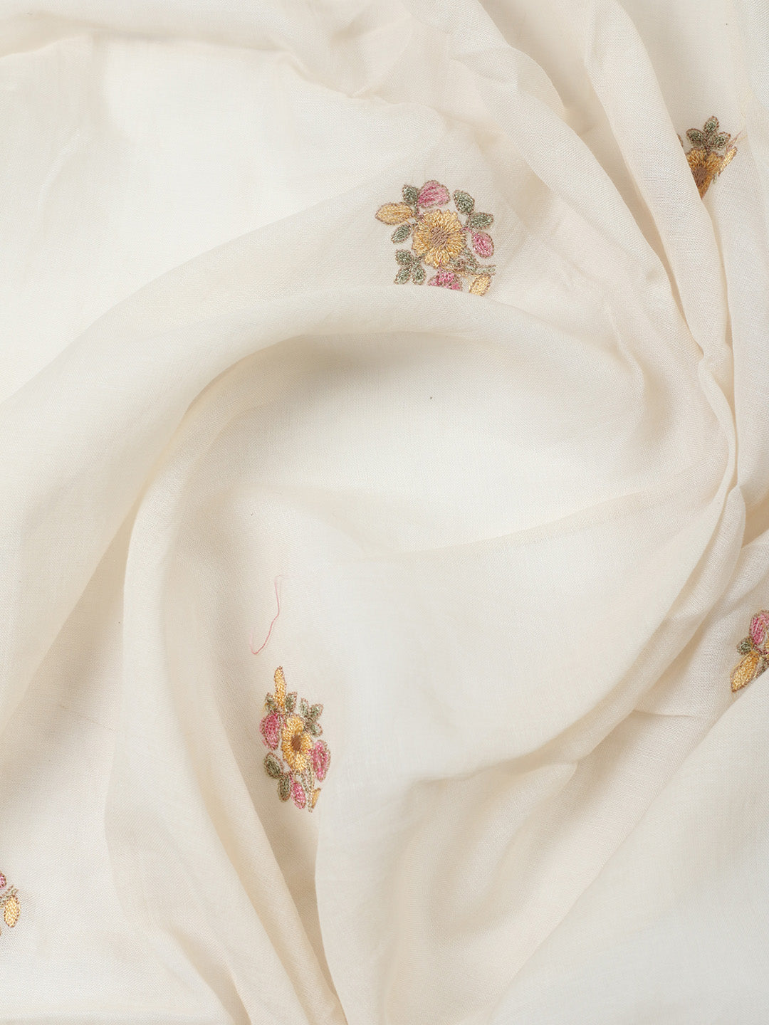 Embroidered Chanderi Unstitched Suit With Pant &amp; Dupatta