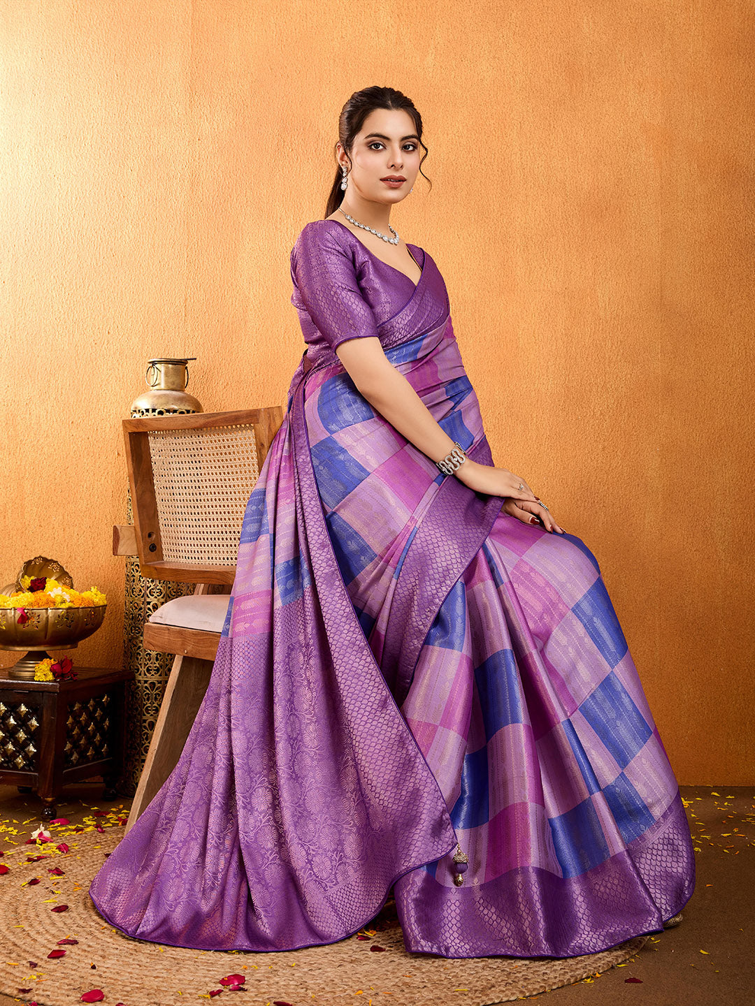 Block Printed Art Silk Saree
