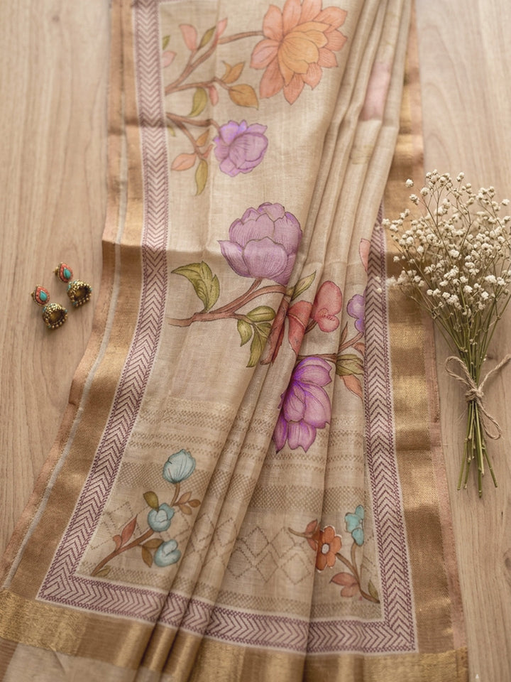 Embroidered Linen Blend Unstitched Suit With Pant &amp; Dupatta