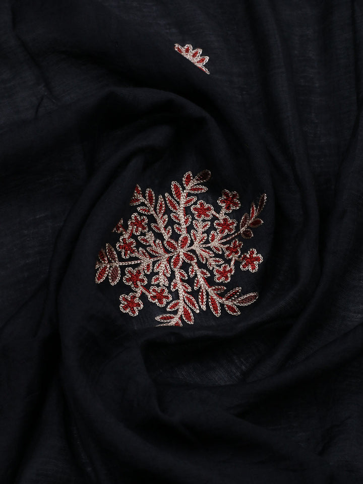 Embroidered Cotton Blend Unstitched Suit With Pant &amp; Dupatta