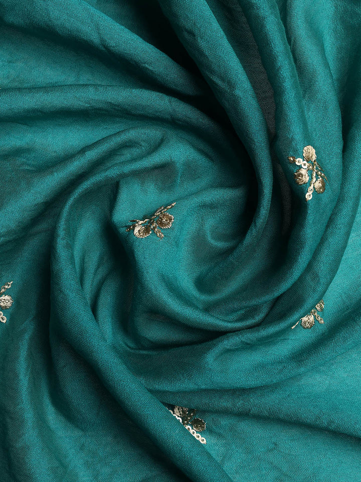 Neck Embroidered Cotton Blend Unstitched Suit With Dupatta