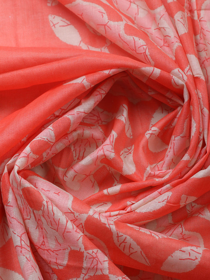 Printed Cotton Blend Unstitched Suit With Pant &amp; Dupatta