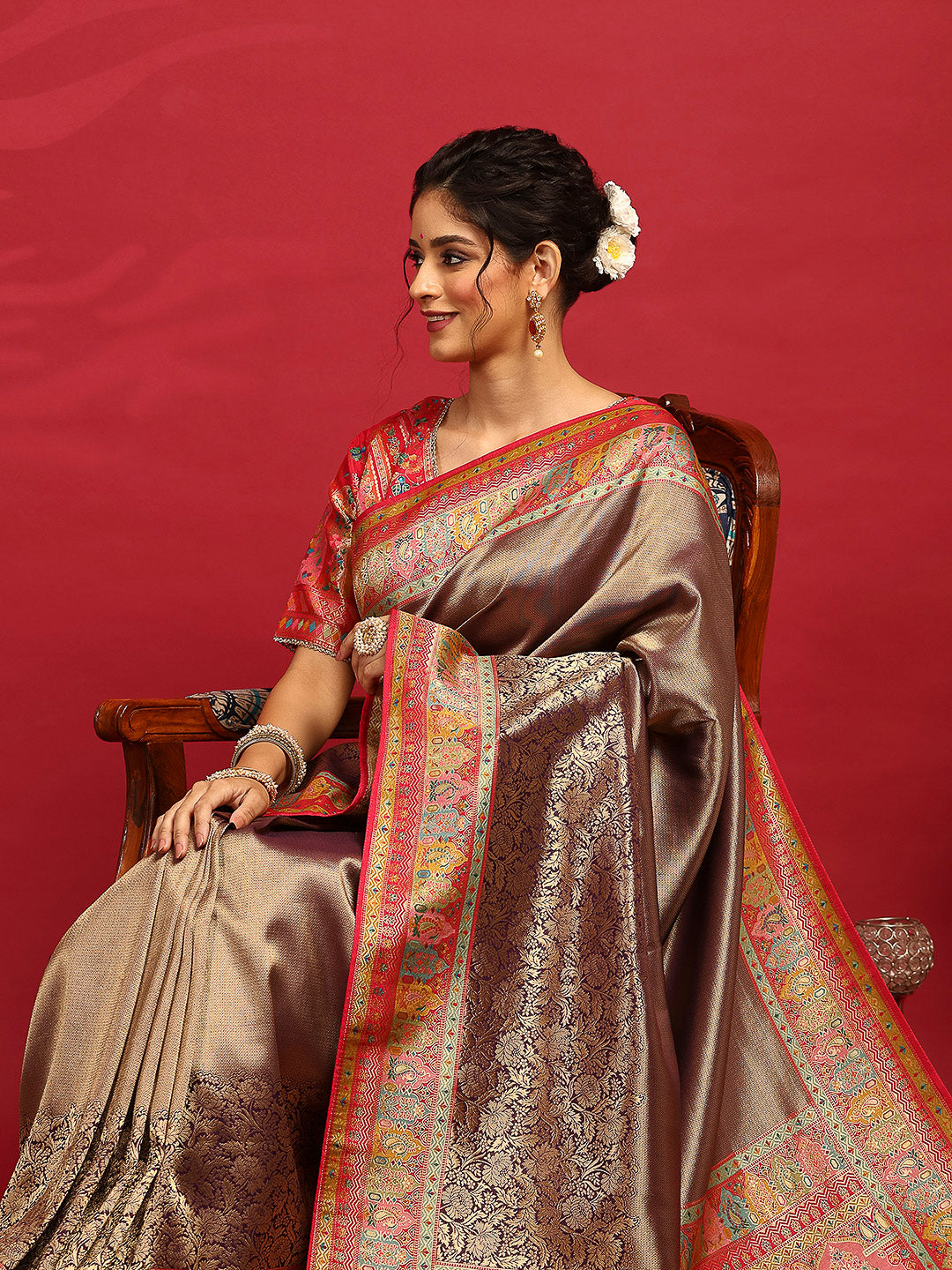 Embroidered Dola Silk Saree