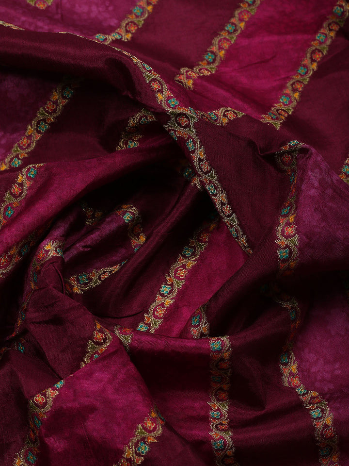 Embroidered Chanderi Unstitched Suit With Pant &amp; Dupatta