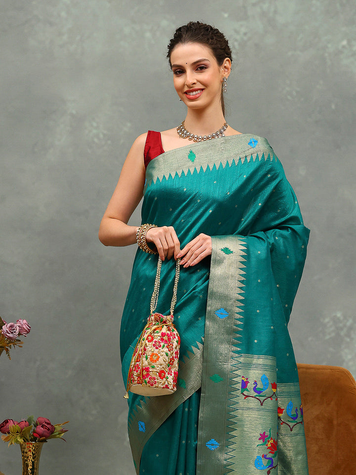 Paithani Woven Design Tussar Saree