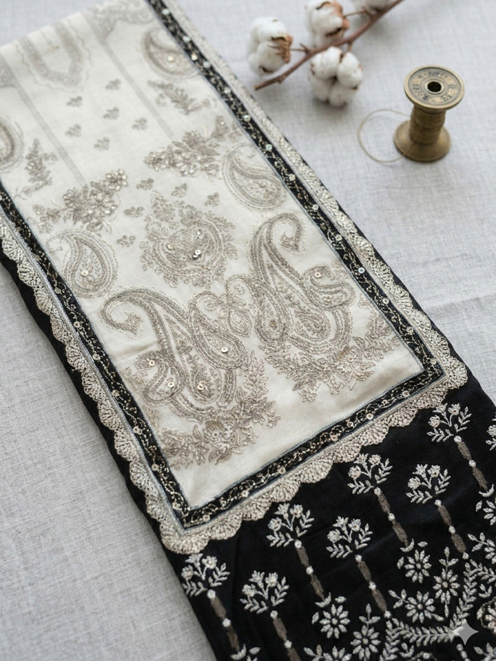 Printed Cotton Blend Unstitched Suit With Pant &amp; Dupatta
