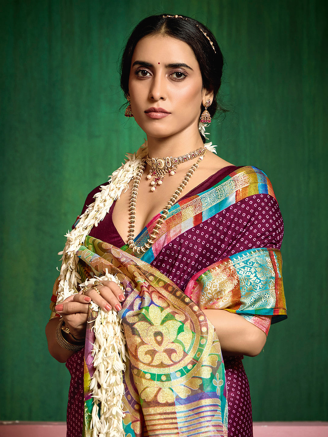 Bandhani Printed Art Silk Saree