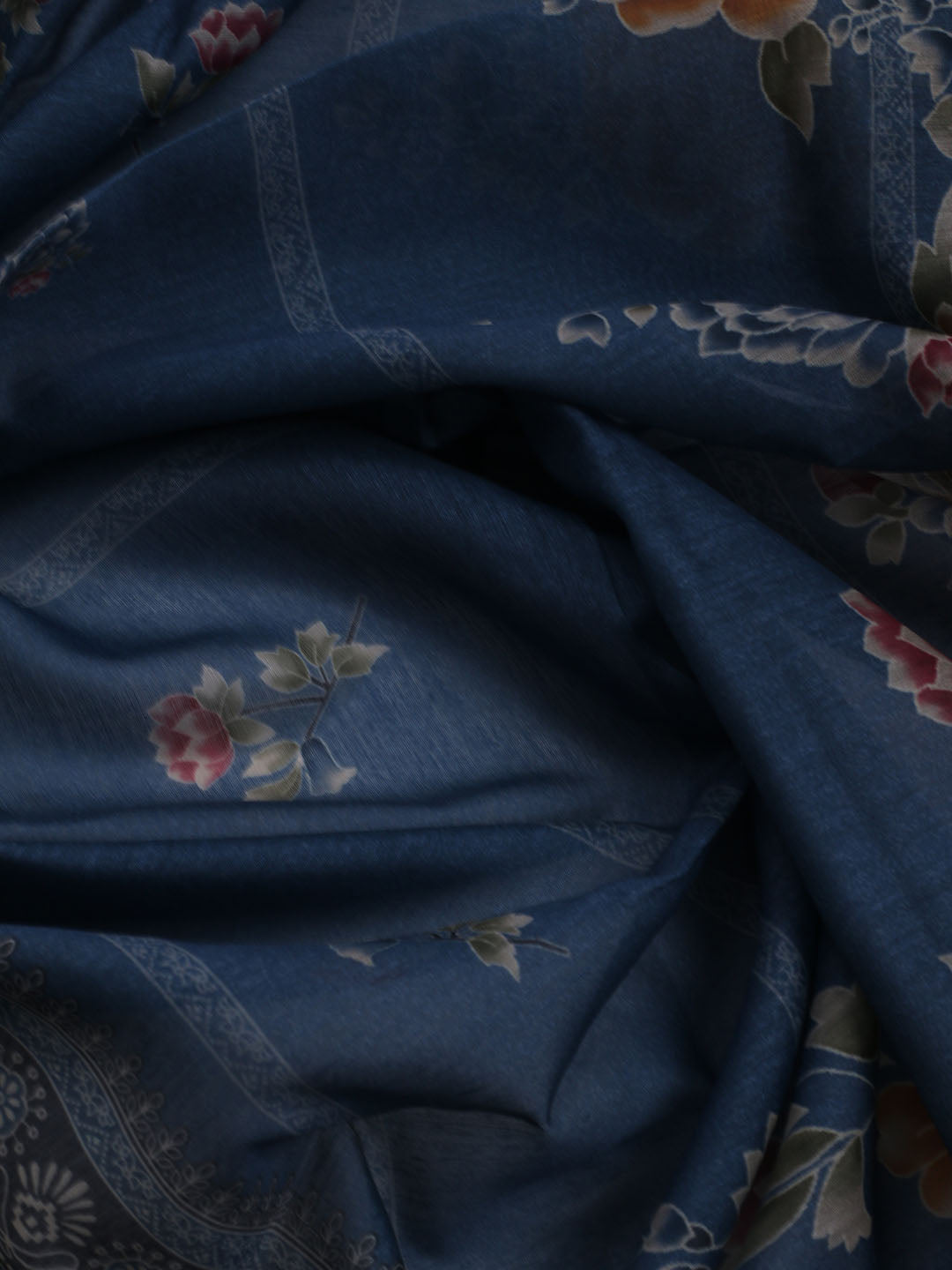 Printed Chanderi Unstitched Suit With Dupatta
