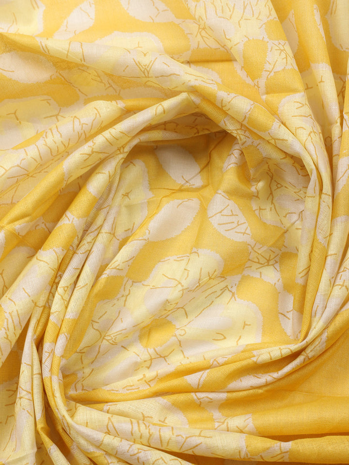 Printed Cotton Blend Unstitched Suit With Pant &amp; Dupatta