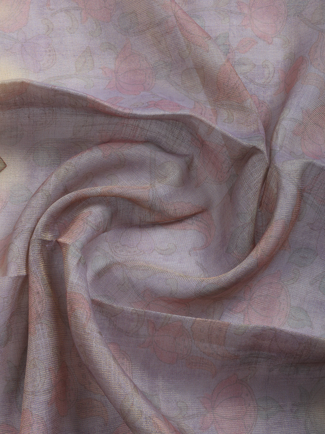 Printed Linen Blend Unstitched Suit With Pant &amp; Dupatta