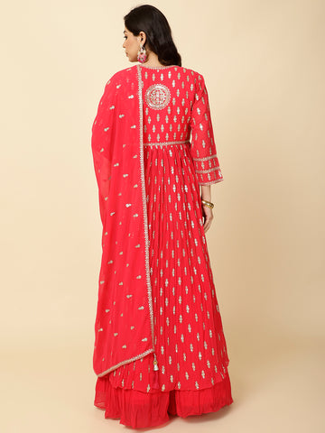 All Over Sequence Work Georgette Kurta With Skirt & Dupatta