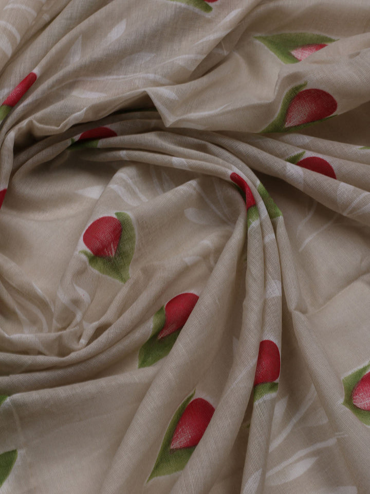 Floral Printed Cotton Blend Unstitched Suit With Dupatta