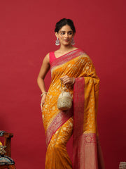 Plain Crepe Mustard-Rani Saree
