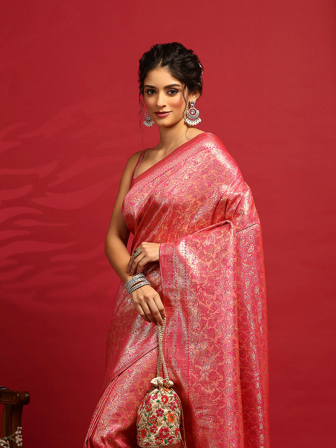 Woven Design Satin Saree