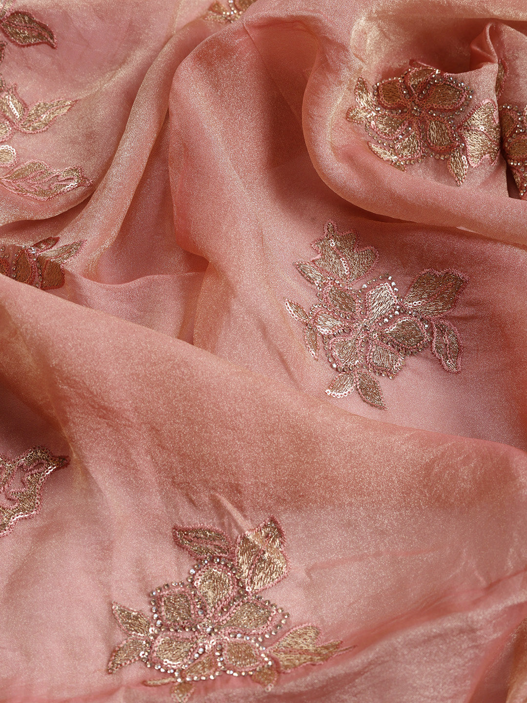 Embroidered Organza Unstitched Suit With Pant &amp; Dupatta