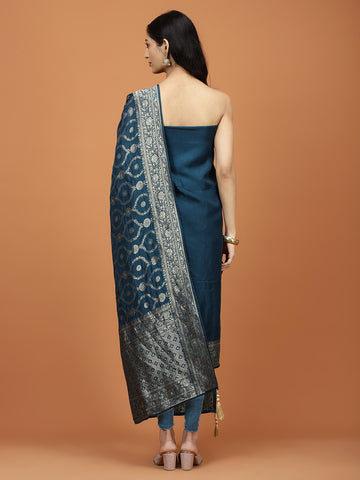 Woven Chanderi Unstitched Suit Piece With Dupatta