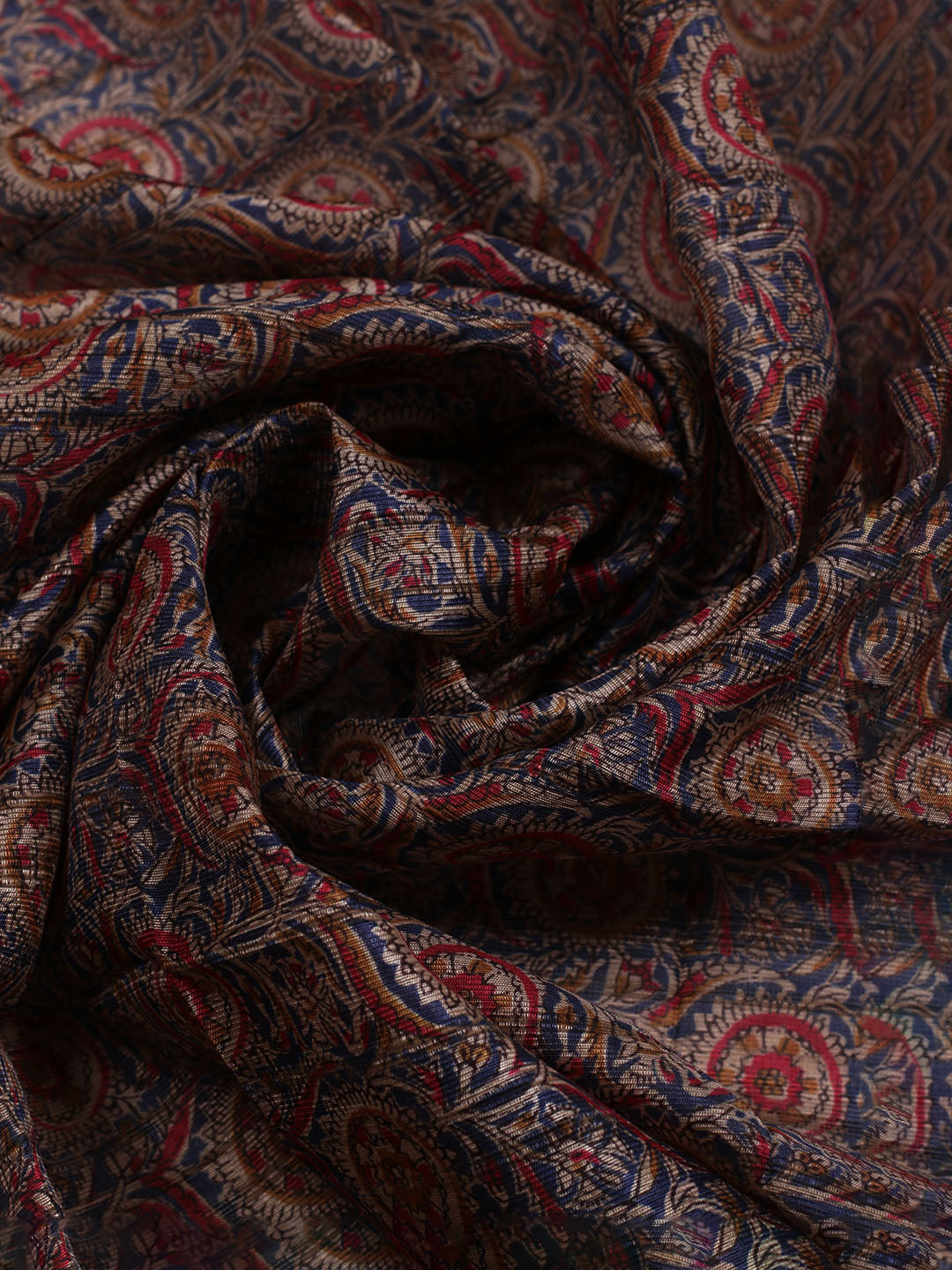 Embroidered Art Silk Unstitched Suit With Dupatta