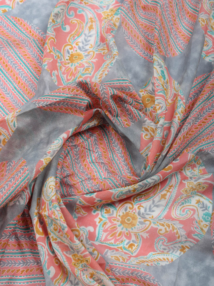 Embroidered Cotton Blend Unstitched Suit With Pant &amp; Dupatta