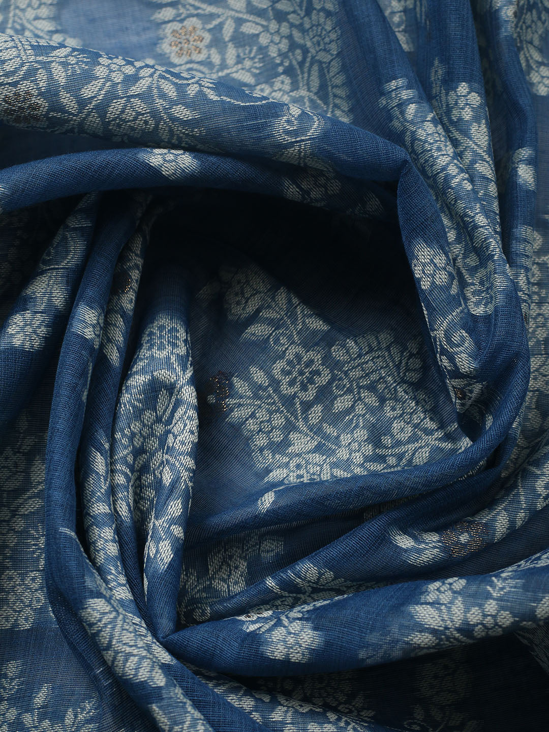 Printed Chanderi Unstitched Suit With Pant &amp; Dupatta