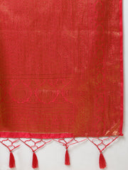 Zari Border Booti Woven Handloom Saree