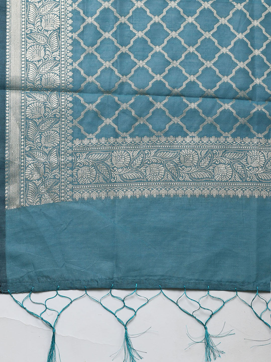 Banarasi Chanderi Unstitched Suit With Pant &amp; Dupatta
